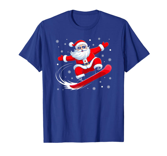 Santa Snowboarding Christmas Sports Design for Men Boys T-Shirt