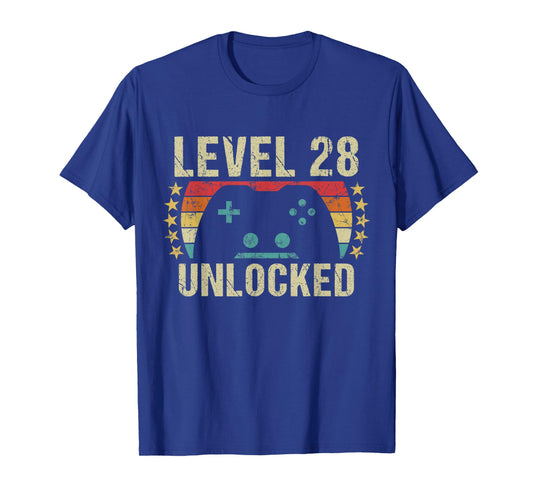 Gaming Vintage 28th Birthday Gift 28 Year Old Boy Girl Gamer T-Shirt