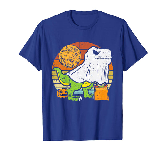 Kids Ghost Dinosaur Dino Trex Moon Candy Toddler Boys Halloween T-Shirt
