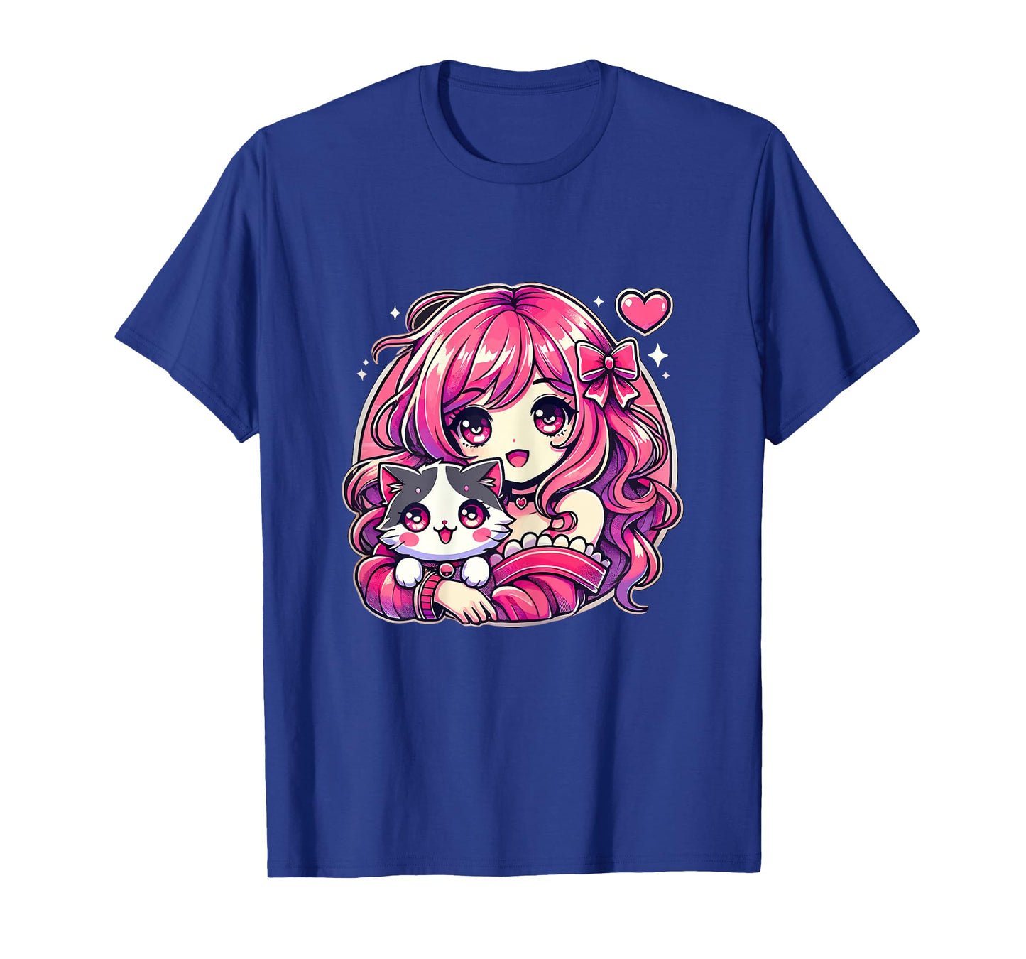Anime Girl and Cat Kawaii Manga Girl T-Shirt