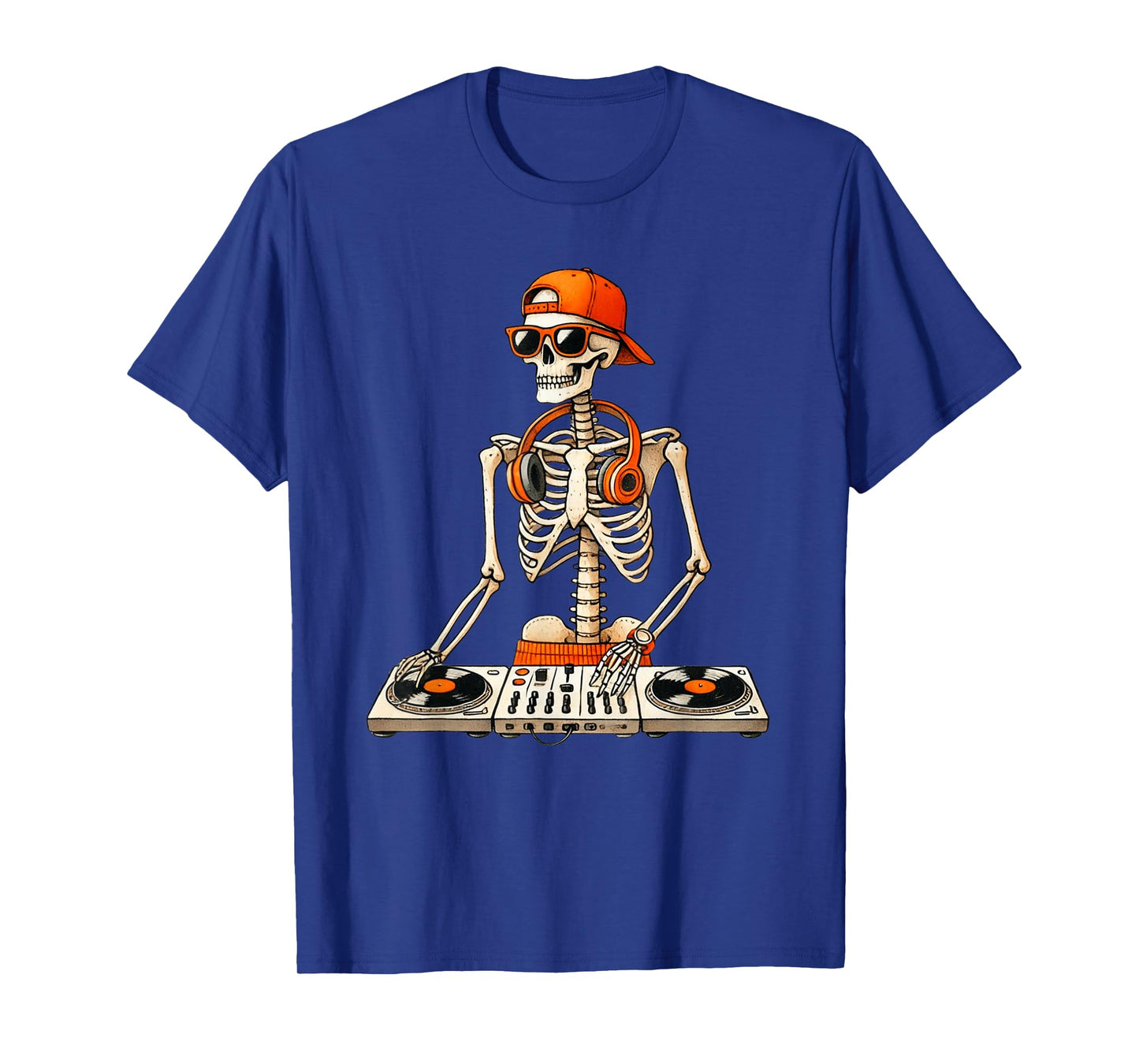 Skeleton DJ Halloween Costume Turntable Music Funny Men Boys T-Shirt