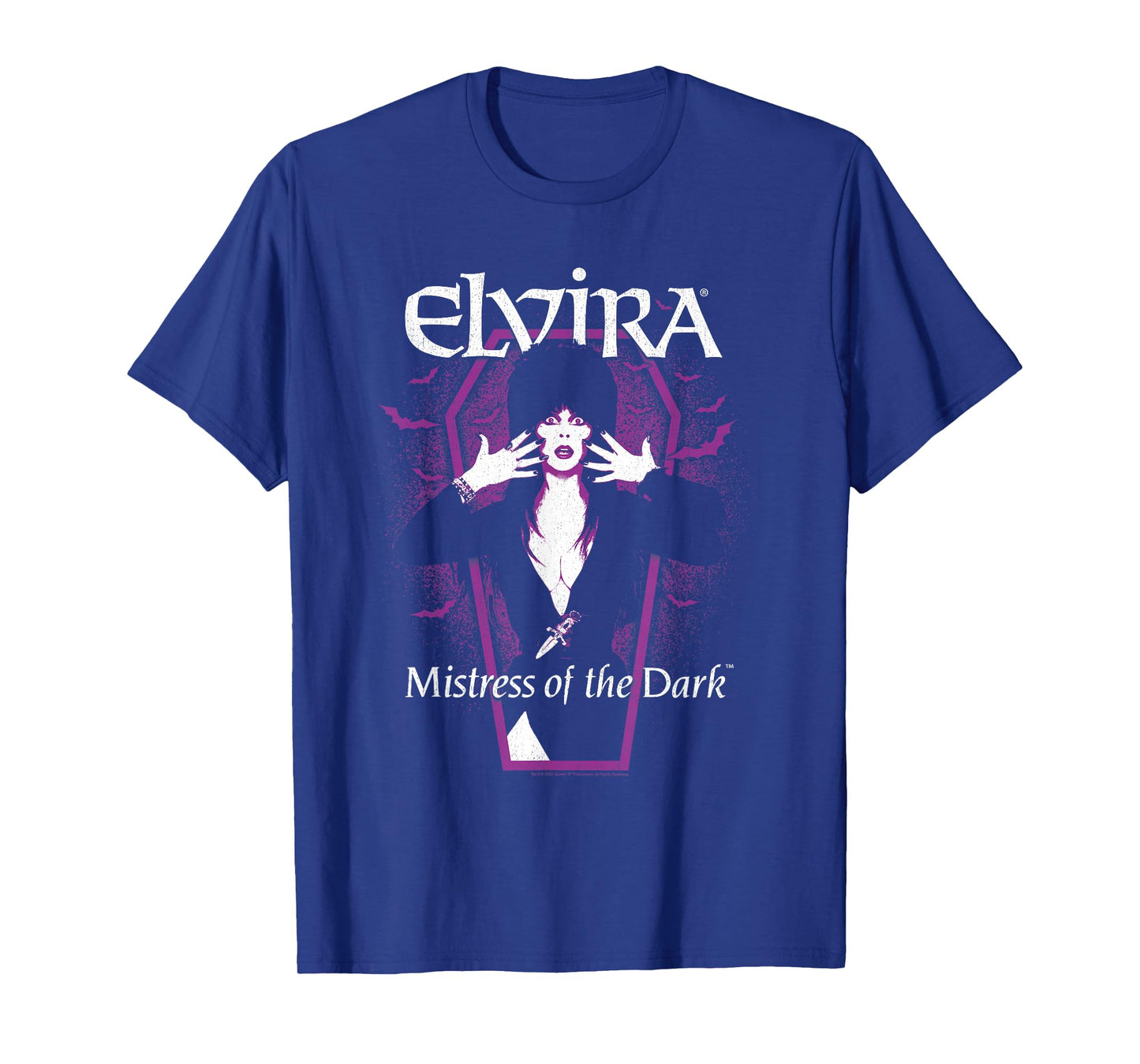Elvira, Mistress of The Dark Purple Bats and Coffin T-Shirt