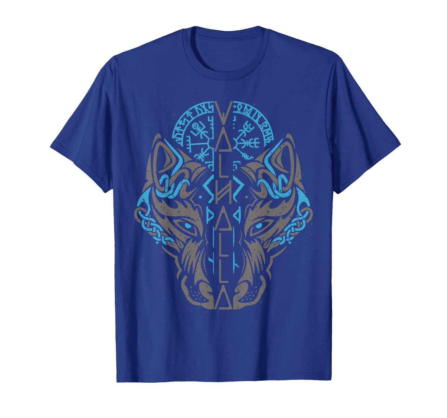 Valhalla Wolf Mask Odin Runes Norse Compass Viking T-Shirt