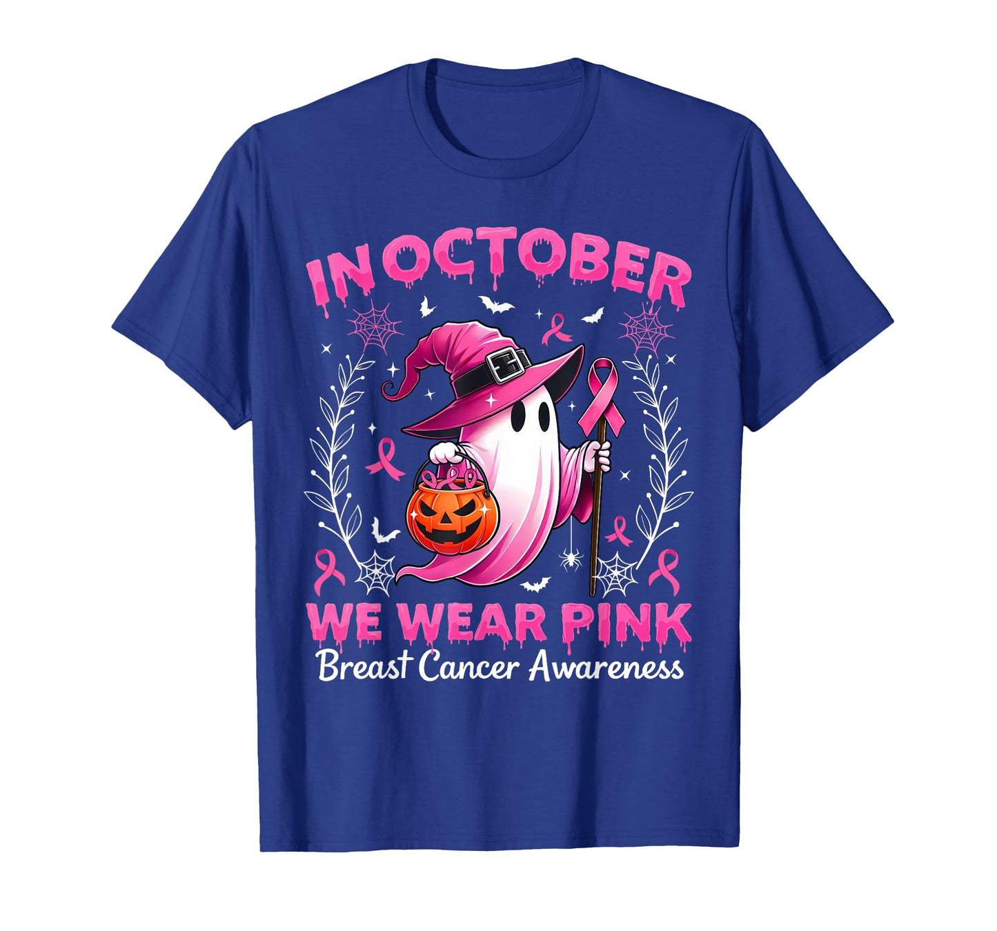 In October We Wear Pink Breast Cancer Awareness Halloween T-Shirt
