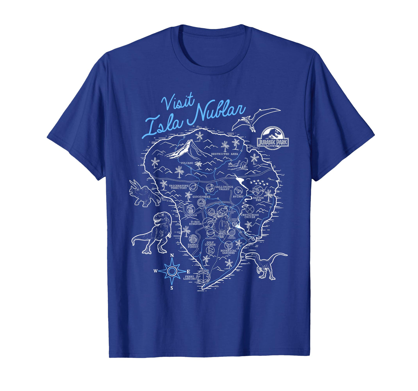 Jurassic Park Visit Isla Nublar Sketch Map Poster T-Shirt