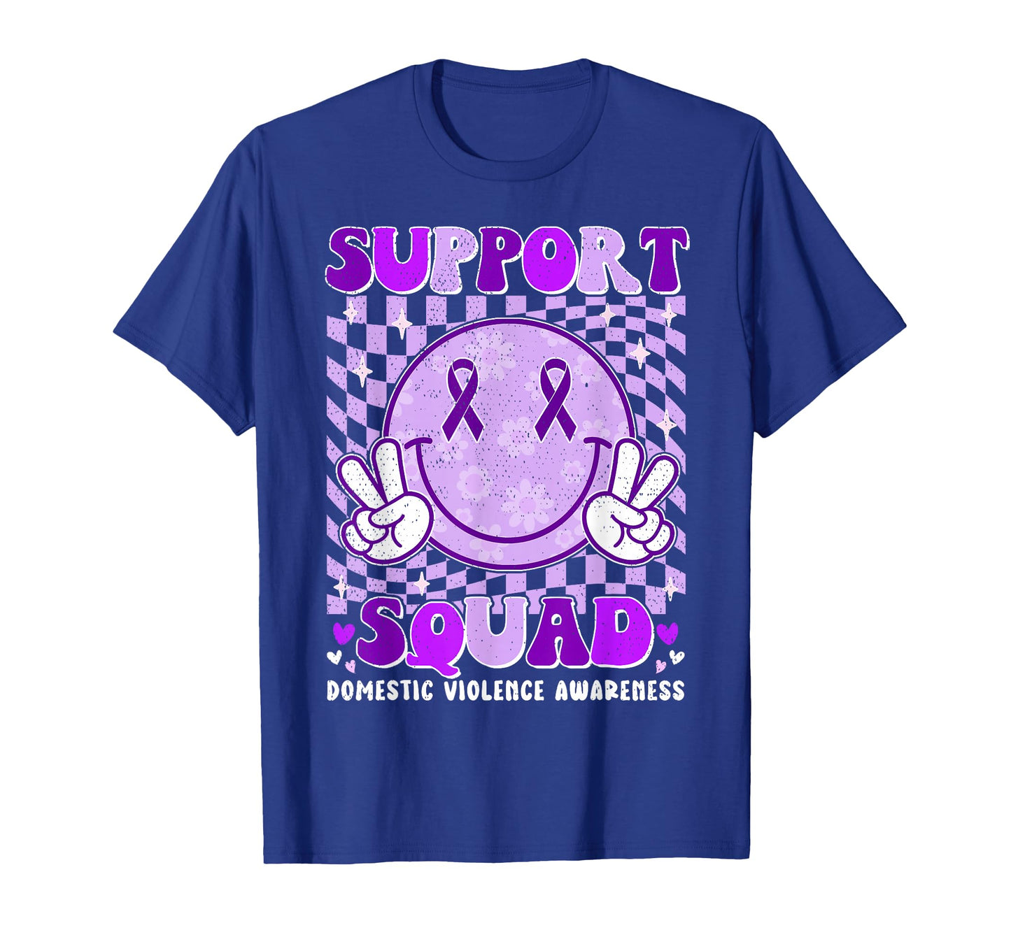 Groovy Domestic Violence Awareness Men Women Support Squad T-Shirt