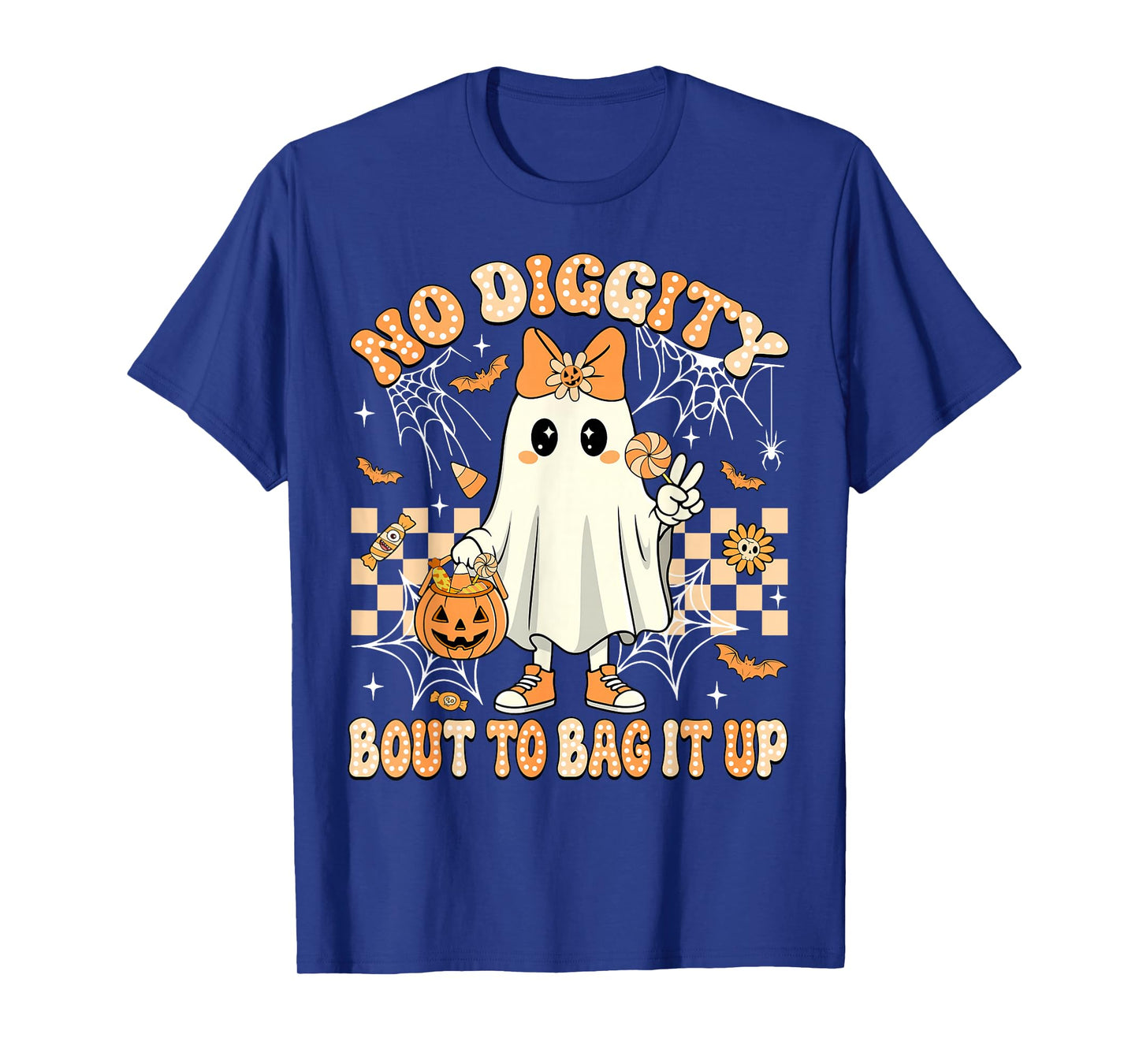 No Diggity Bout to Bag It Up Spooky Halloween Ghost Girl Kid T-Shirt