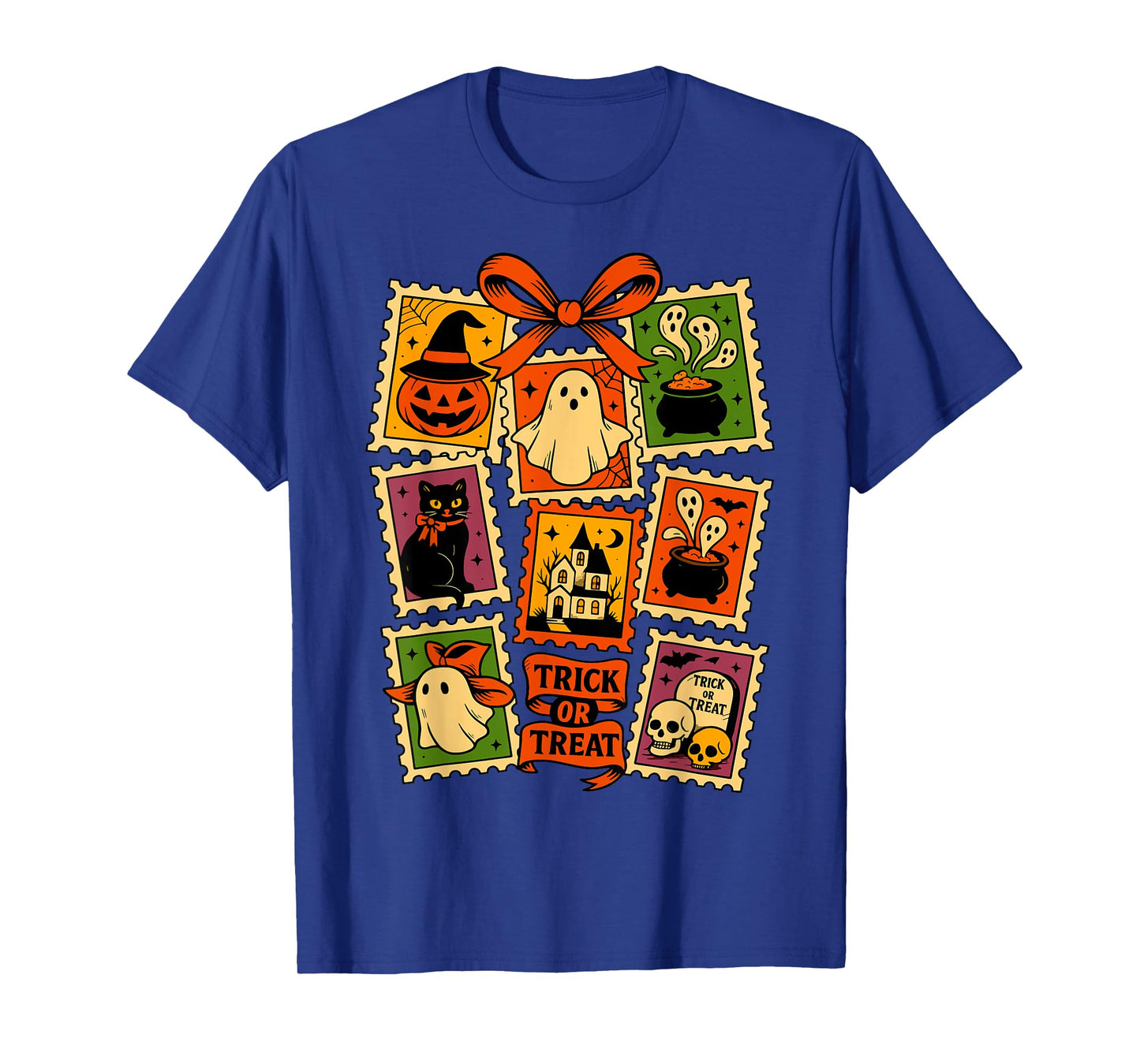 Trick Or Treat Vintage Halloween Retro Postage Stamp Design T-Shirt