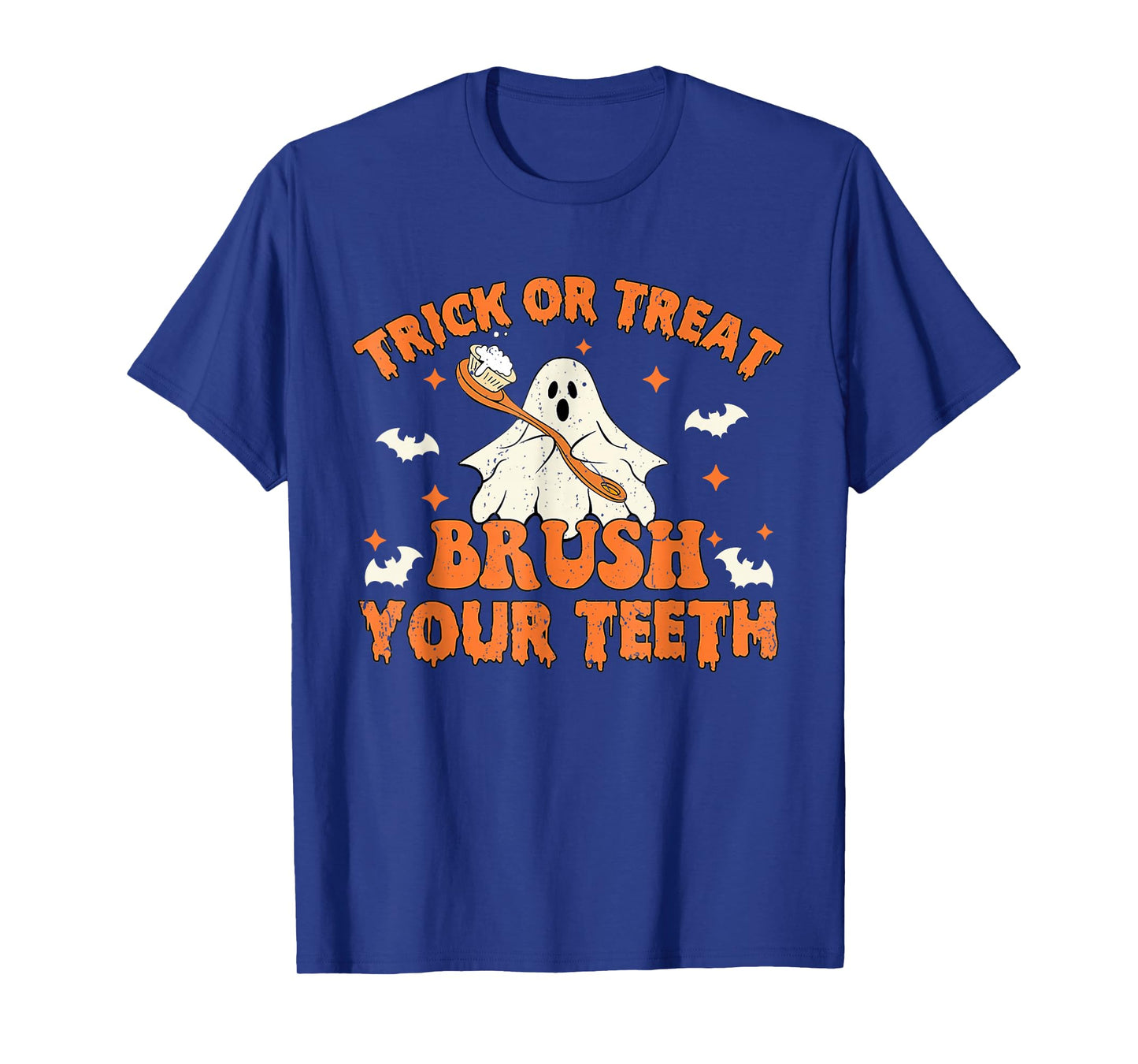 Trick Or Treat Brush Your Teeth Retro Halloween Cute Dentist T-Shirt