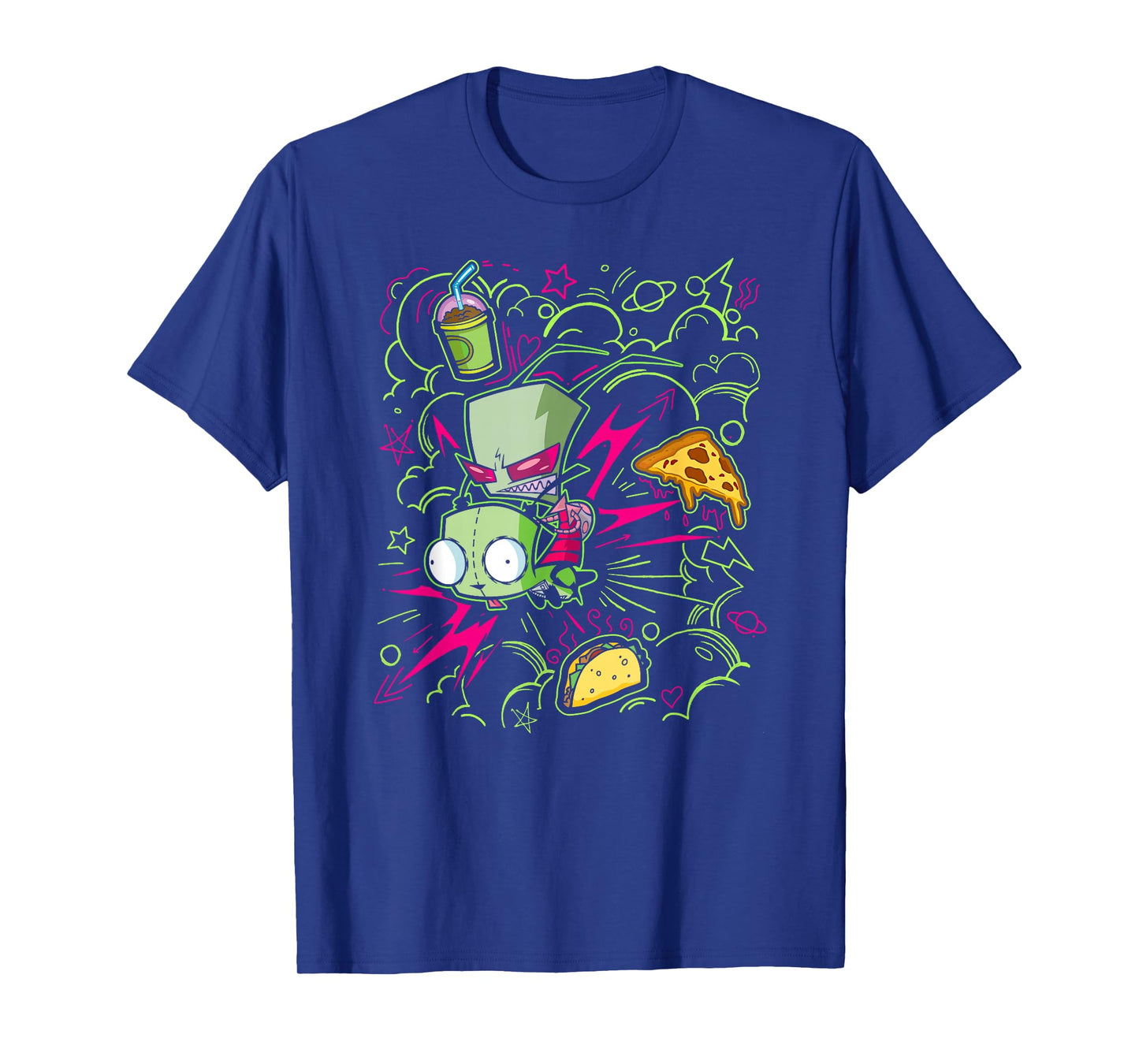 Invader Zim Riding Gir Retro Neon Doodle Mayhem T-Shirt