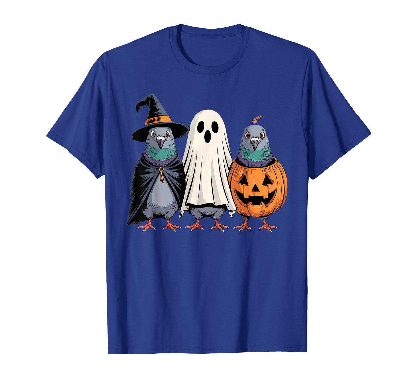 Halloween Pigeon Ghost Witch Hat Pumpkin Bird Spooky Season T-Shirt