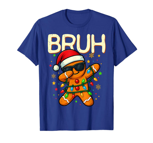 Bruh Christmas Gingerbread Man Funny Teens Boys Kids T-Shirt