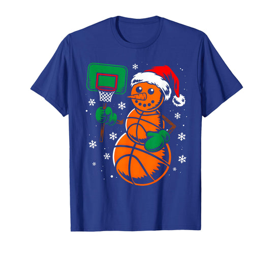 Basketball Santa Hat Snowman Xmas Funny Basketball Christmas T-Shirt