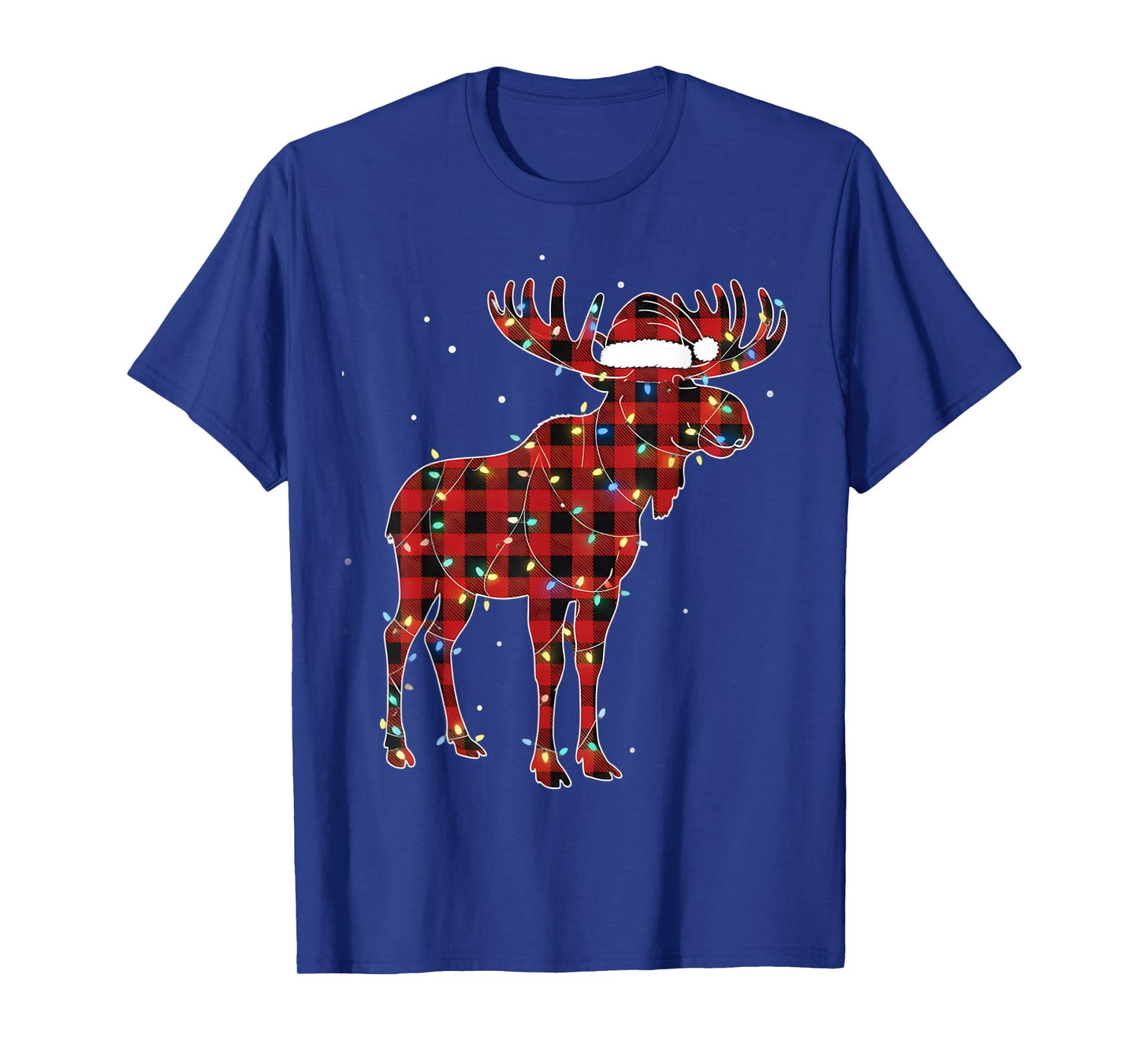 Moose Christmas Red Plaid Buffalo Pajama Matching T-Shirt