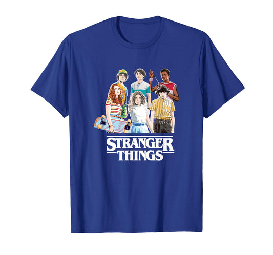 Stranger Things Retro Vintage Bleach Gradient Group Shot T-Shirt