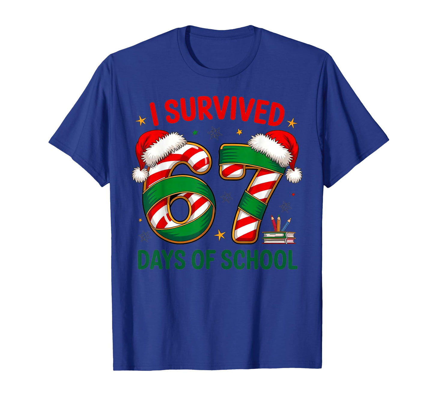 I Survived 67 Days of School Funny Teacher Xmas Design T-Shirt