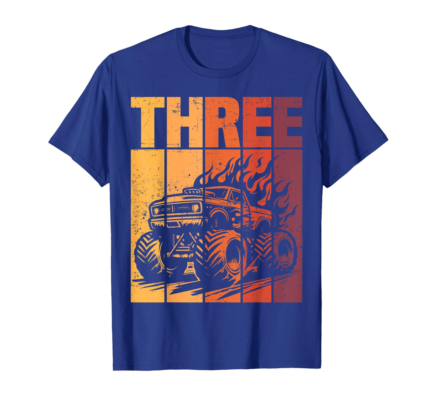 Retro Monster Truck 3rd Birthday Boy Three Year Old Kids T-Shirt