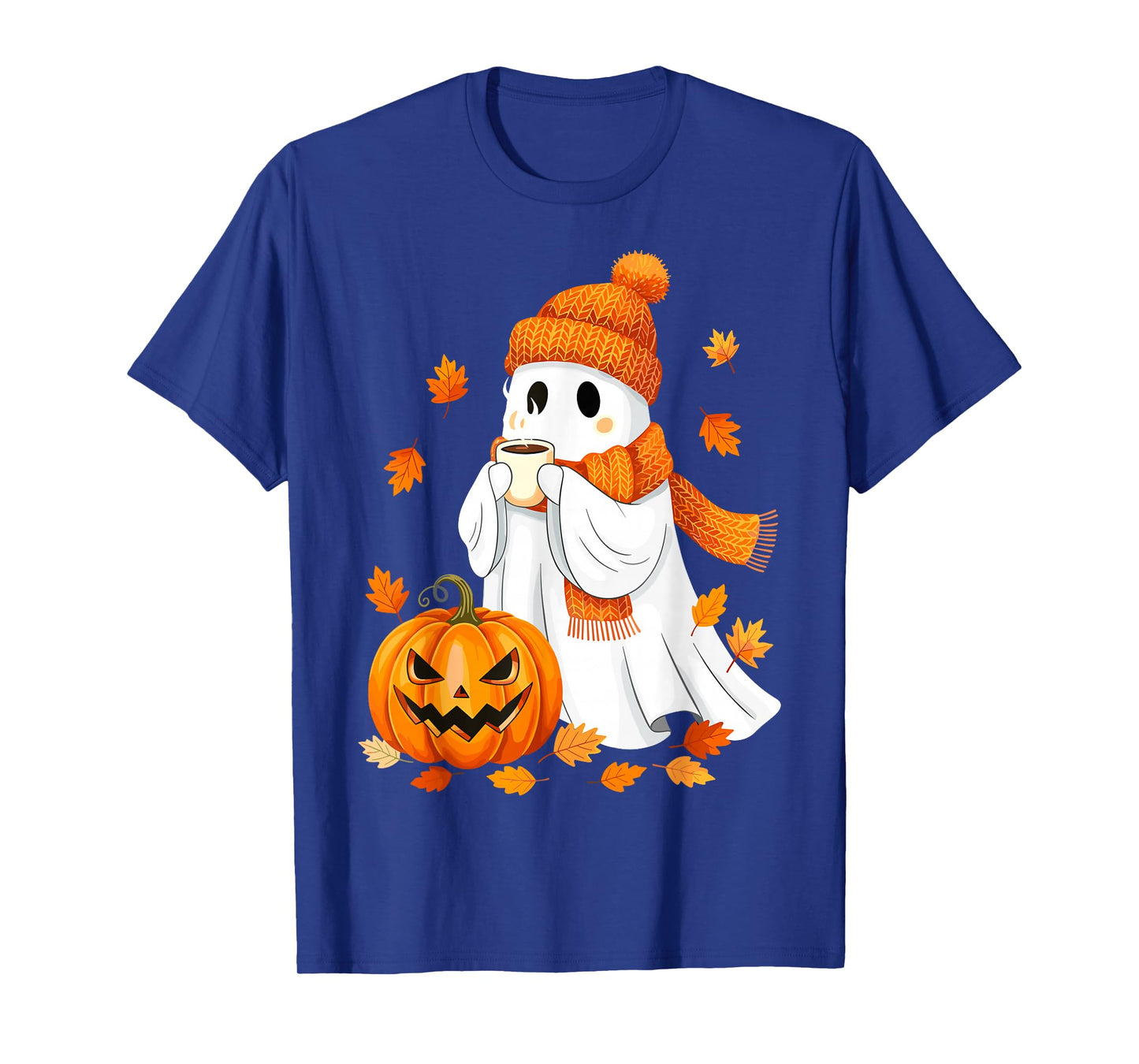 Halloween Ghost Pumpkin Fall Coffee Autumn T-Shirt