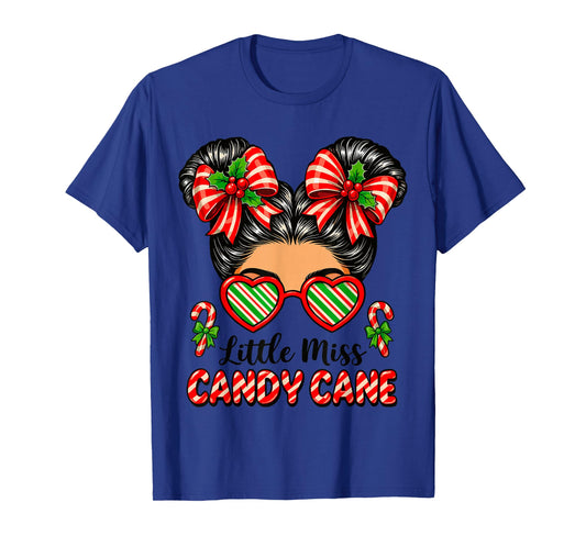 Little Miss Candy Cane Shirt Women, Messy Bun Christmas T-Shirt