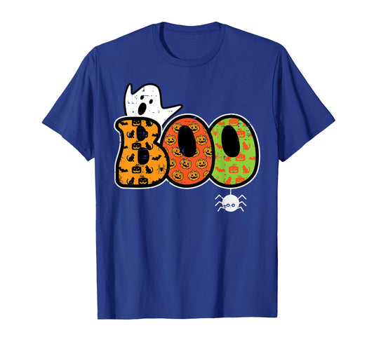 Boo Ghost Spider Retro Groovy Halloween Men Women Kids T-Shirt