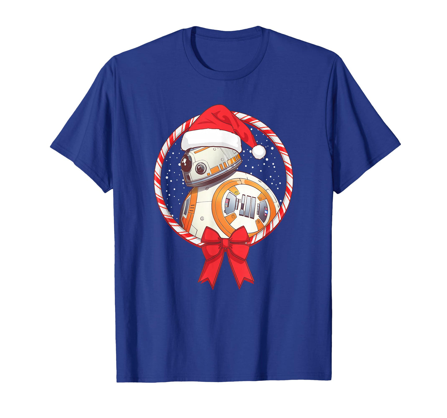 Star Wars Christmas BB-8 Santa Candy Cane Circle T-Shirt