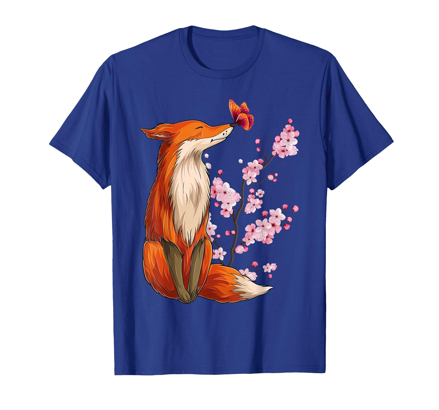 Japanese Fox Cherry Blossom Flower Sakura Trees Kawaii T-Shirt