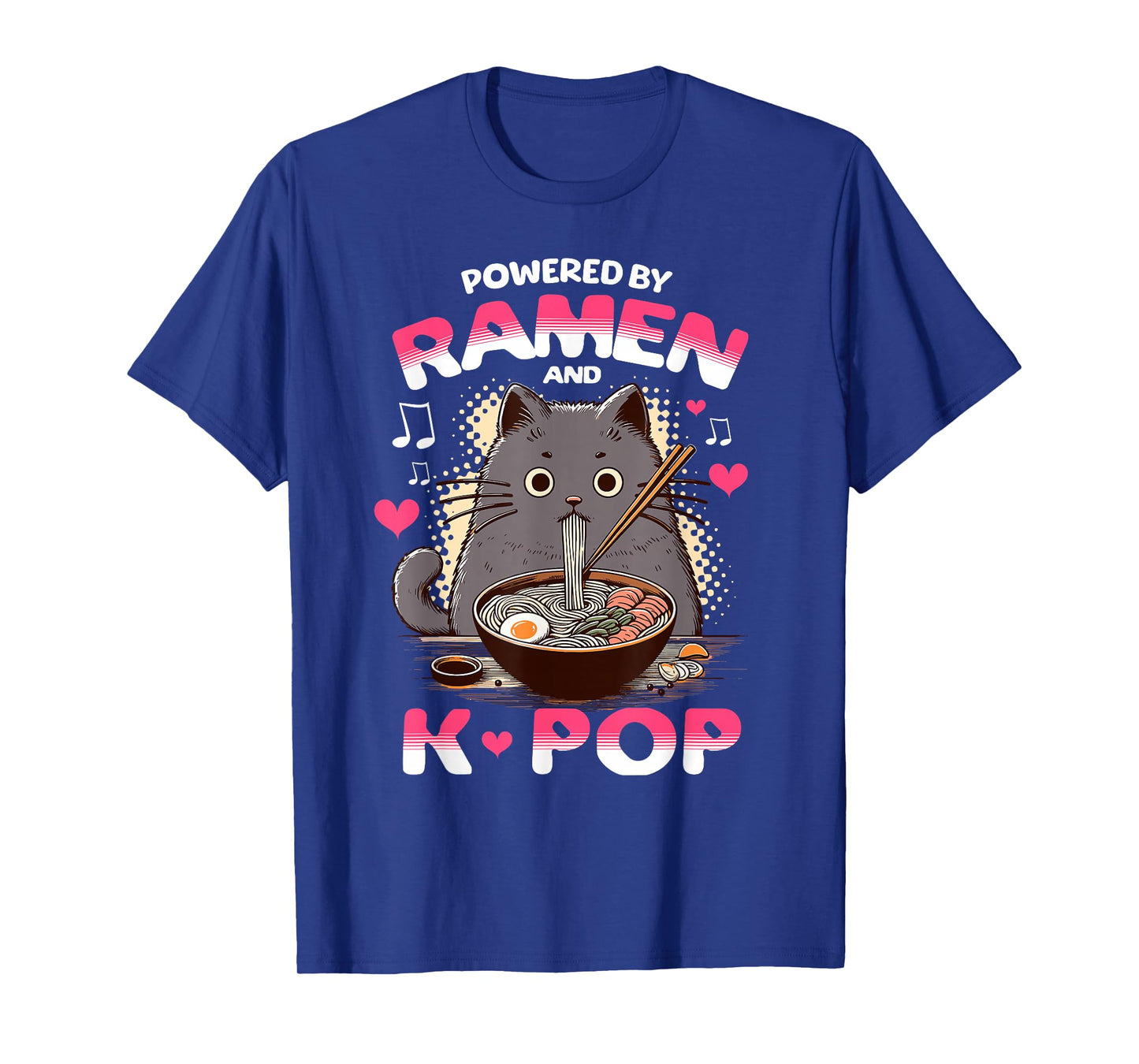 Powered by Ramen and K Pop Funny Anime Korean Music Manga T-Shirt