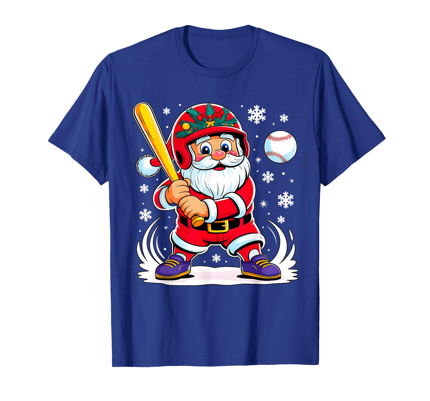 Funny Santa Baseball Christmas Pajamas Xmas Men Boy Kids T-Shirt