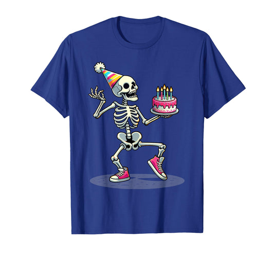 Funny Halloween Birthday Party Halloween Skeleton Birthday T-Shirt