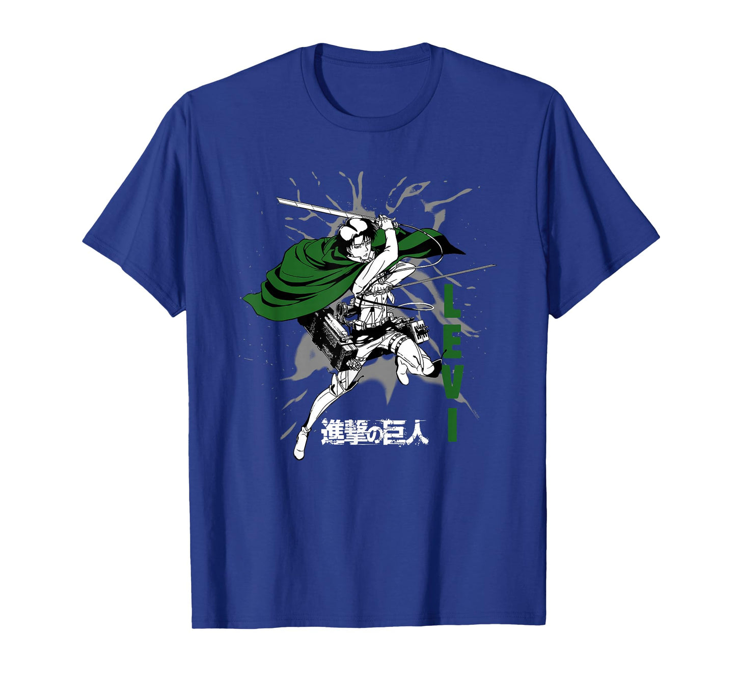 Attack on Titan Levi Swirls Attack Pose and Logo Anime T-Shirt