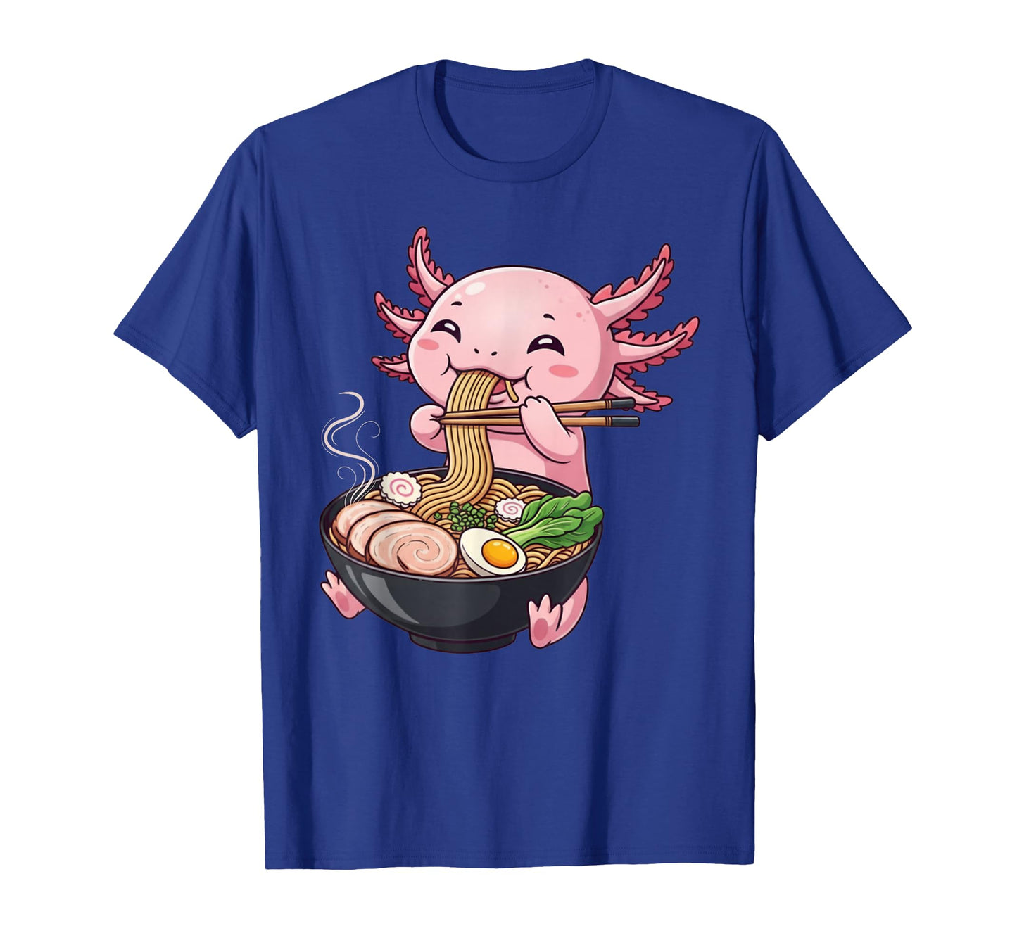 Funny Axolotl Eating Ramen Graphic Tee Japanese Kawaii Anime T-Shirt