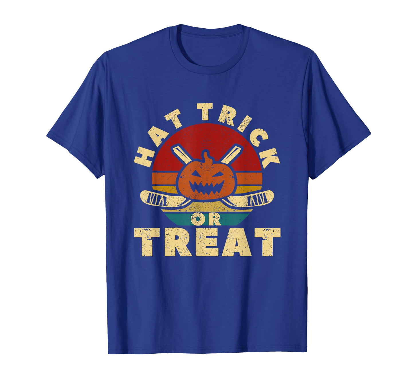 Ice Hockey Player Coach Halloween Pumpkin Hat Trick Or Treat T-Shirt