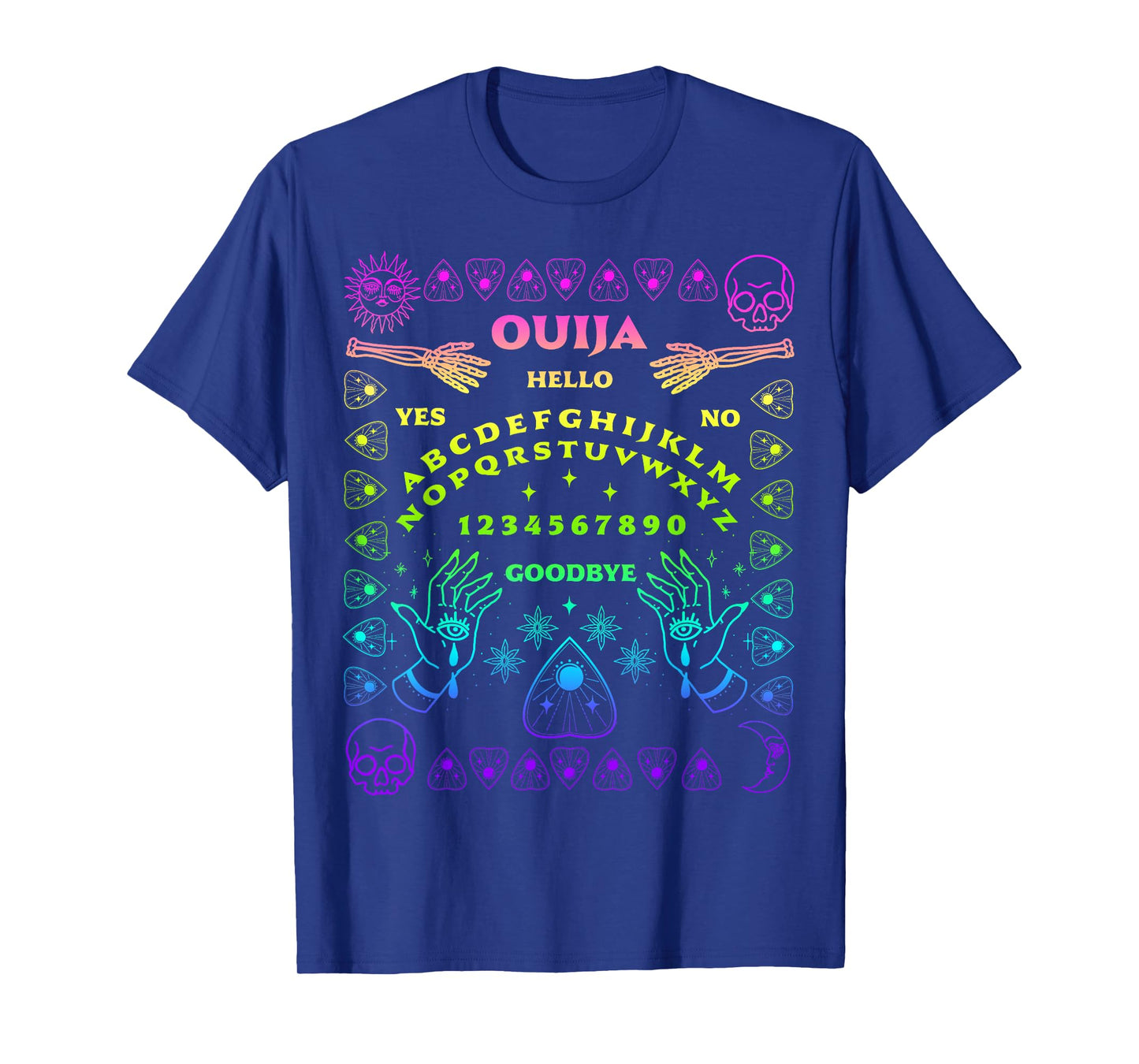 Ouija Board Spirit Board Halloween Skeleton Tarot Women T-Shirt