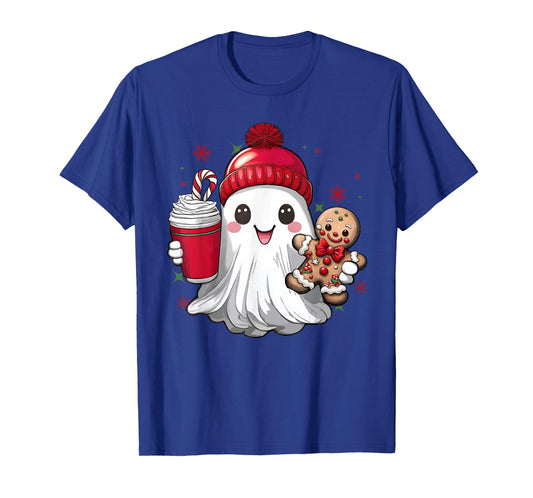 Cute Christmas Ghost Coffee Gingerbread Boojee Xmas Holiday T-Shirt