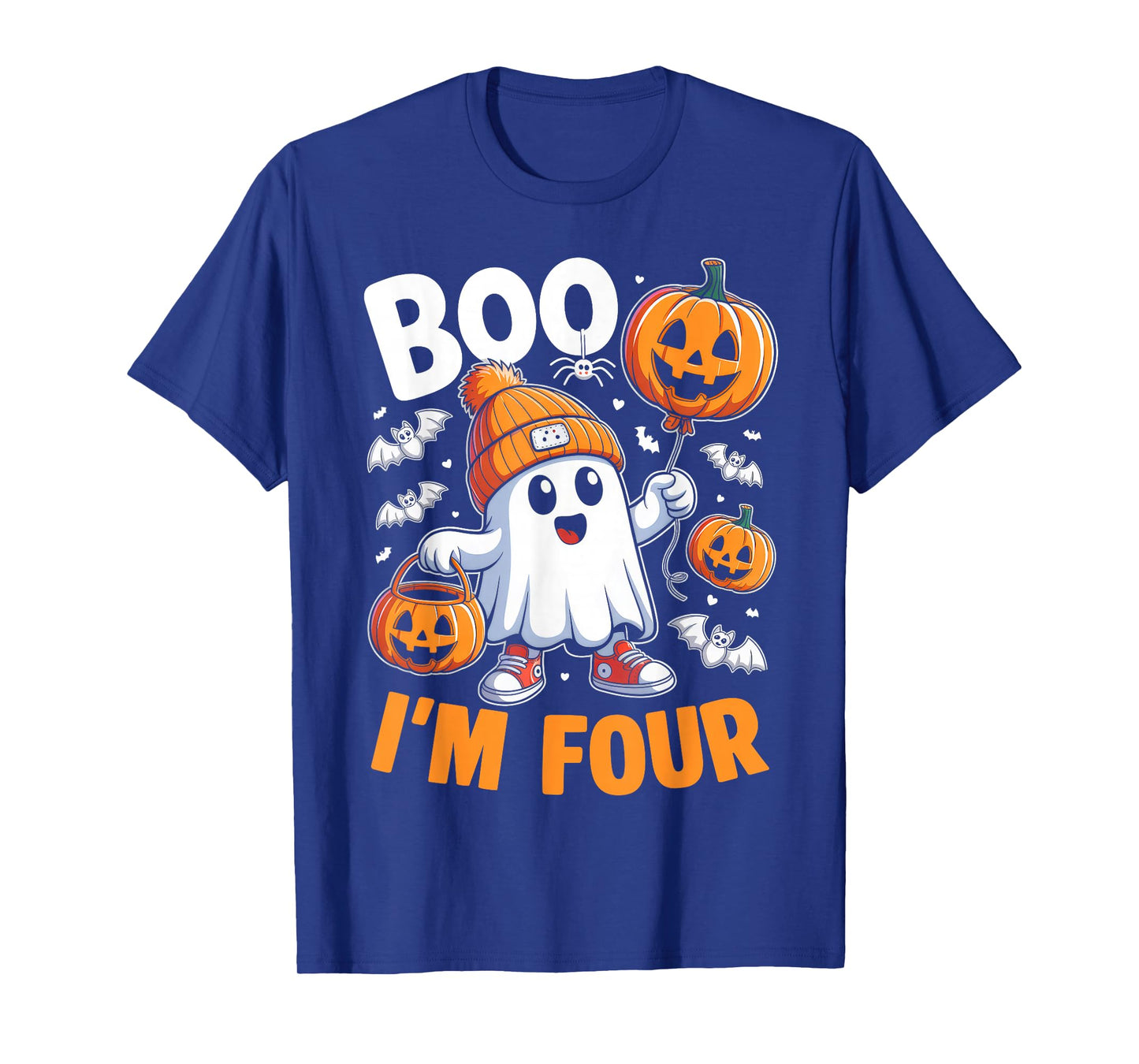 Boo I'm Four Ghost 4th Birthday Halloween Boy Kids Groovy T-Shirt