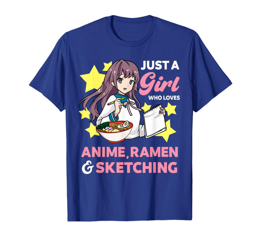 Just A Girl Who Loves Anime Ramen and Sketching Drawing Art T-Shirt