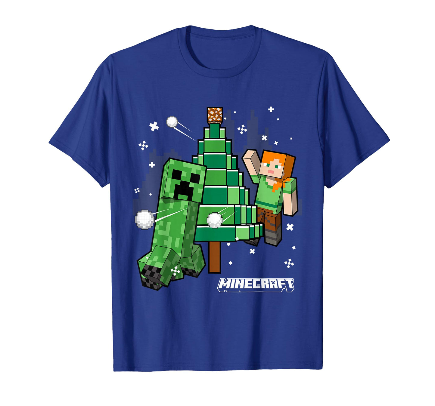 Minecraft Christmas Tree Snowball Fight With Alex T-Shirt