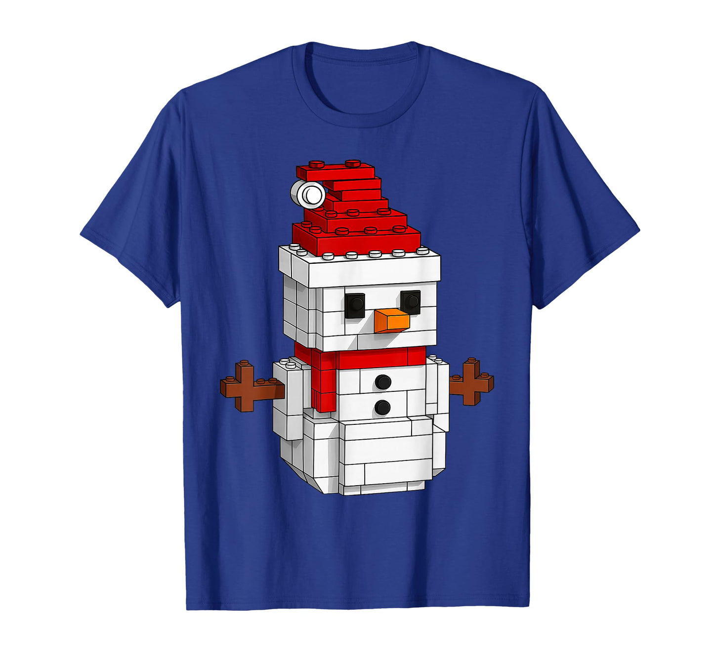 Snowman Building Block Master Builders Merry Christmas Kids T-Shirt