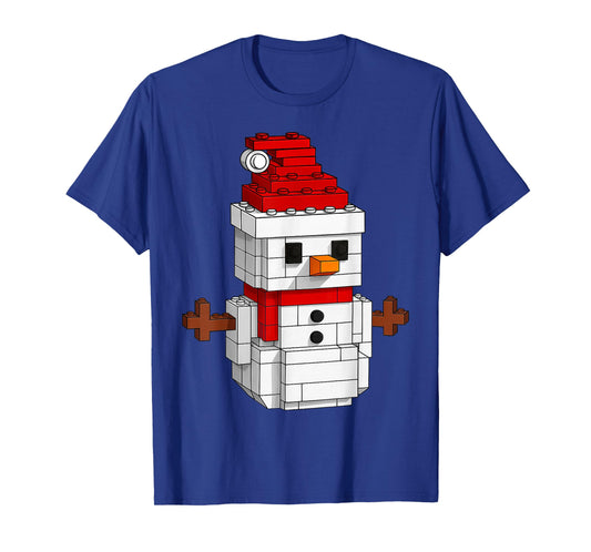 Snowman Building Block Master Builders Merry Christmas Kids T-Shirt