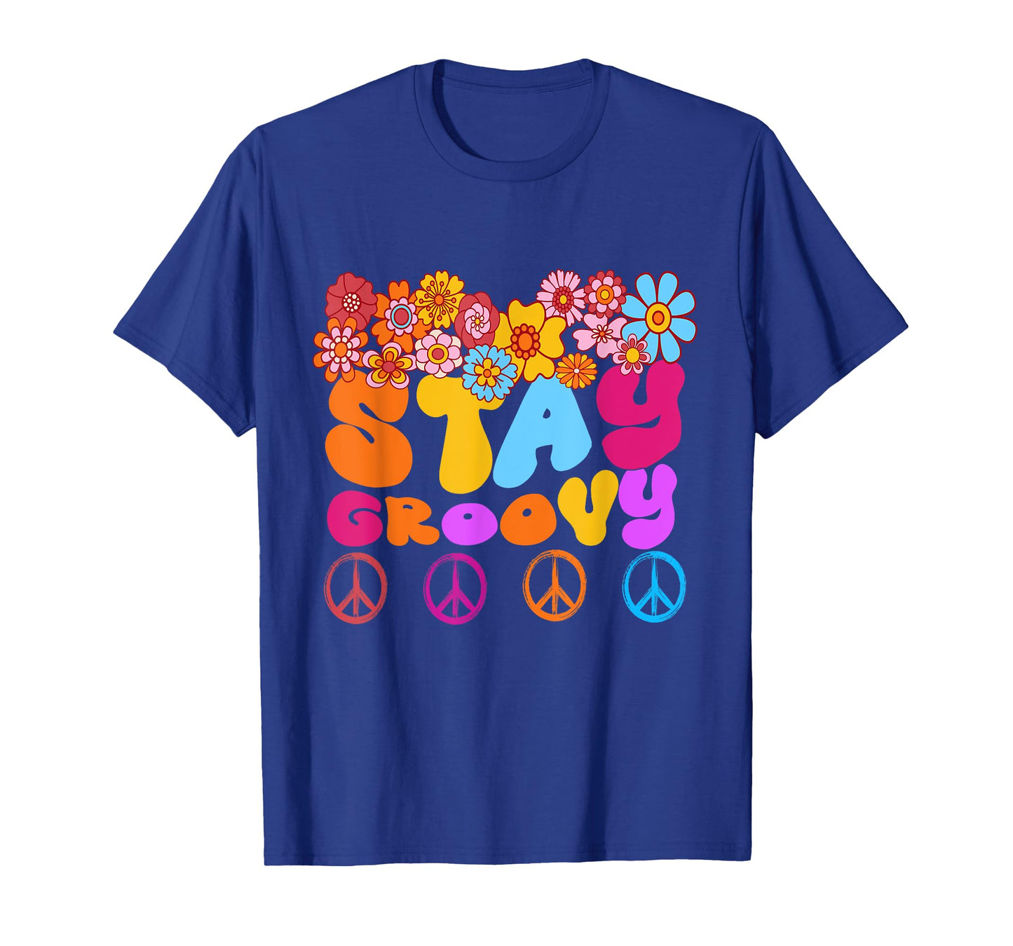 Retro 60s 70s Peace Stay Groovy Sunflowers Positive Mind T-Shirt