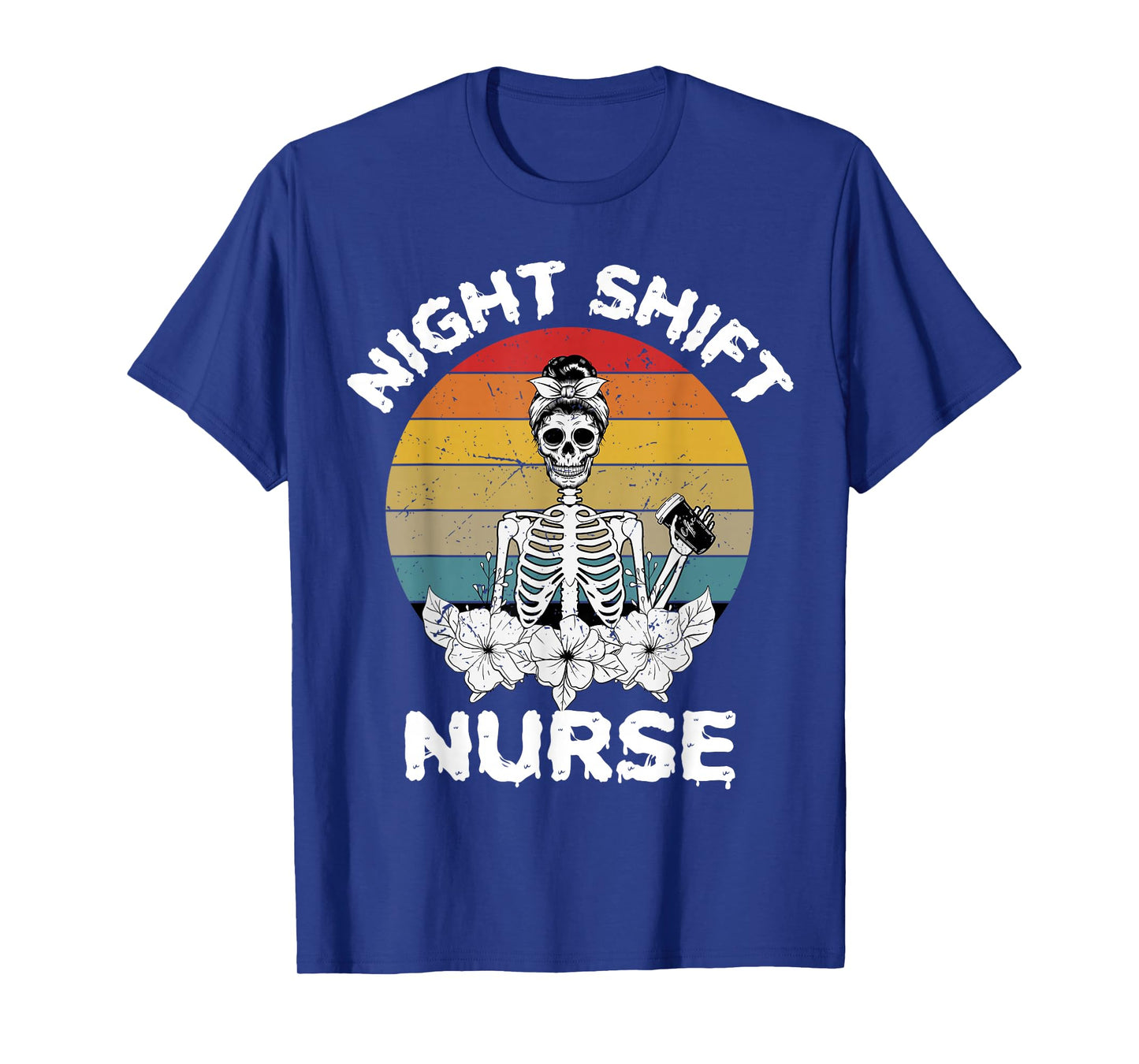 Funny Night Shift Nurse Skeleton Halloween RN Nurses Women T-Shirt