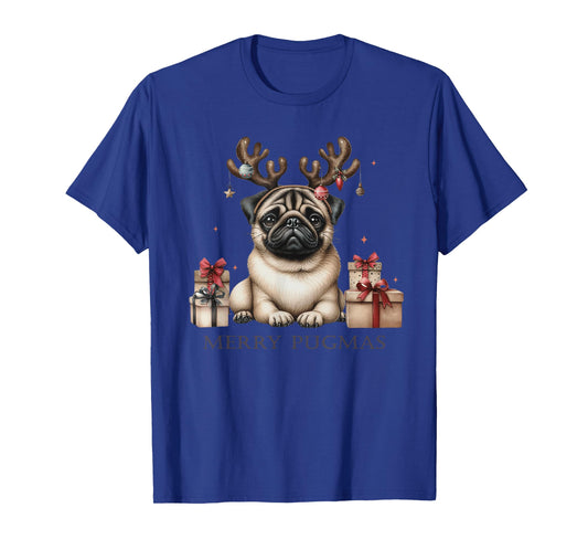 Funny Pug Merry Pugmas Xmas Dogs PugsLove Boys Girls Kids T-Shirt