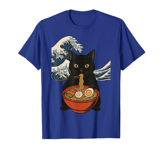Anime Cat Eating Ramen Retro Kawaii Ramen Cat T-Shirt