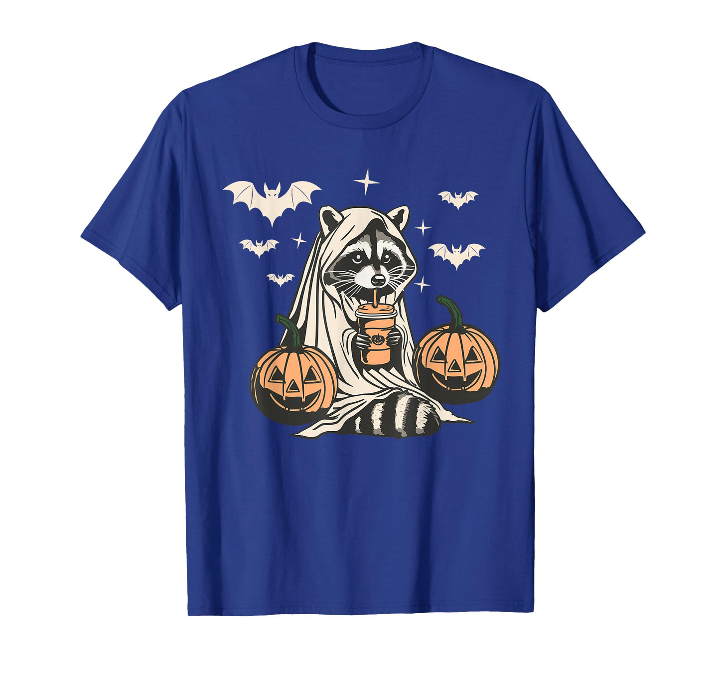 Cute Ghost Pumpkin Halloween Raccoon Costume Raccoon Lovers T-Shirt