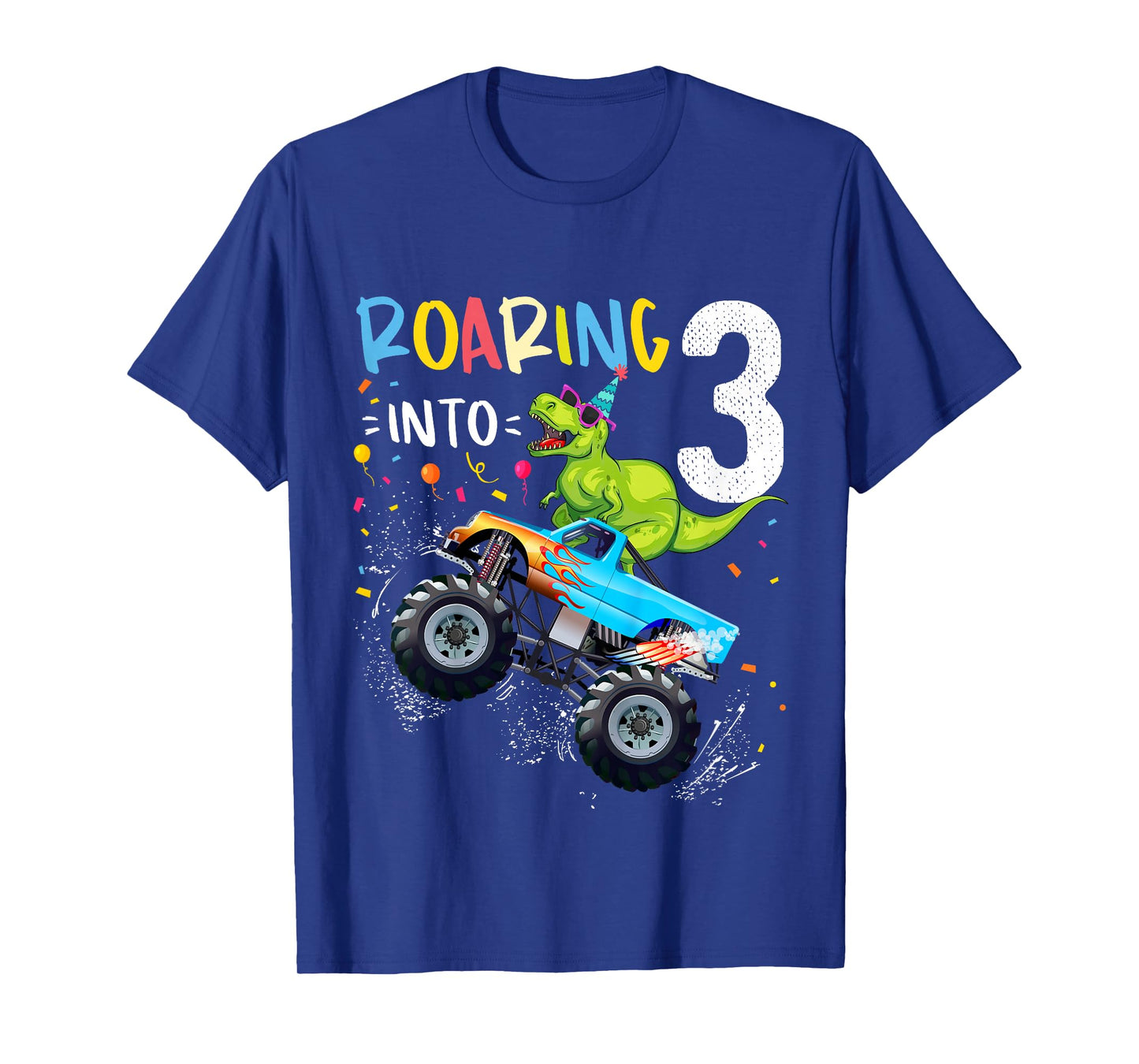 3rd Birthday T Rex Dinosaur Monster Truck Boys and Girls T-Shirt