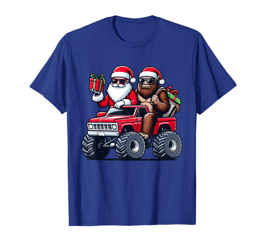 Santa Bigfoot Riding Monster Truck Christmas Toddler Kids T-Shirt