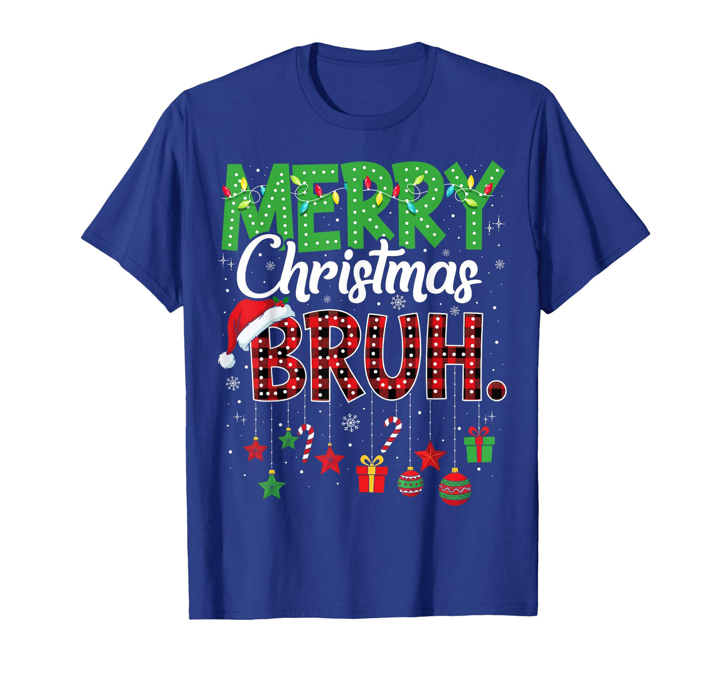 Bruh Christmas Red Plaid Teens Boys Kids Xmas Pajama T-Shirt