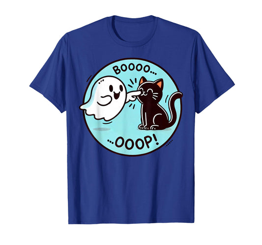 Funny Halloween Ghost Black Cat Boop Easy Lazy Costume T-Shirt