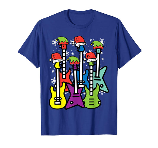 Christmas Guitars Santa Xmas Music Rocker Men Boys Kids T-Shirt