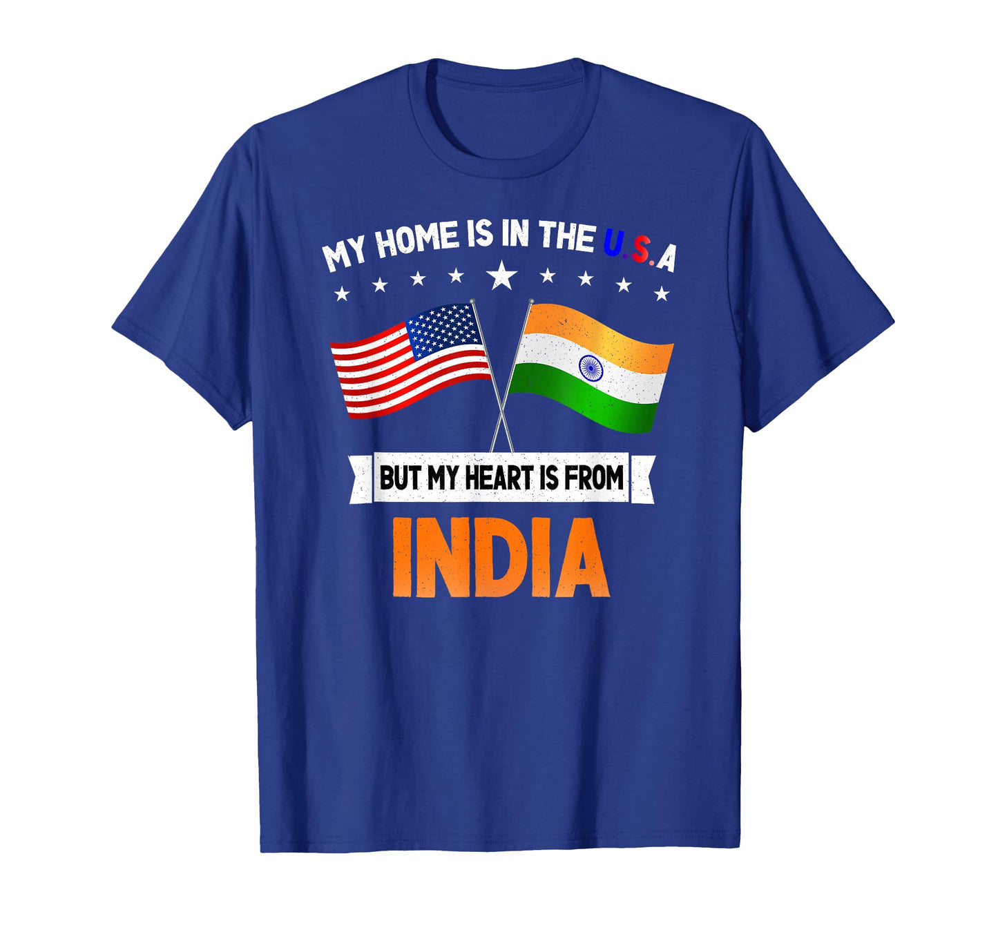 India & USA Flag for Proud People Unisex-Adults T-Shirt Black Small